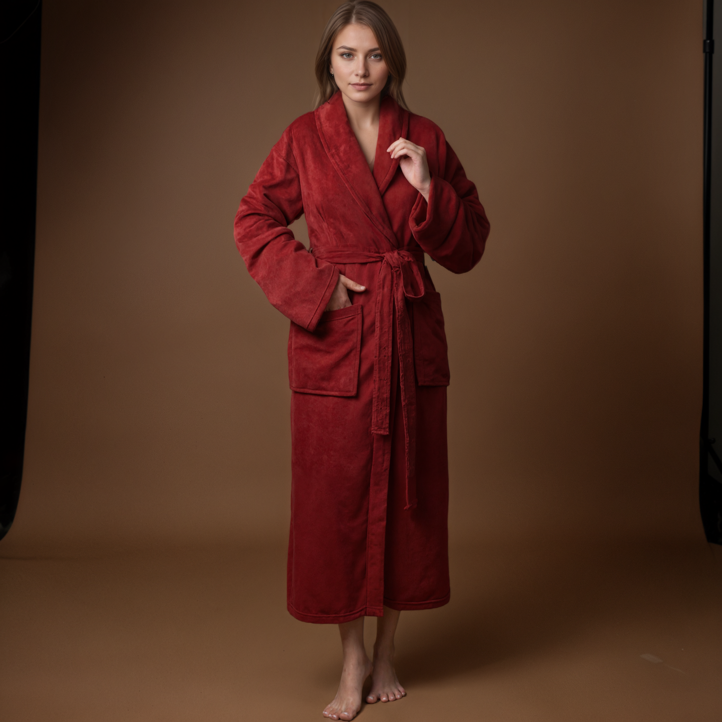 Solid Plush Wrap Robe Lounge Style