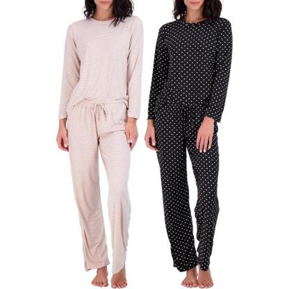 2 Pack Pajama And Long Sleeve Matching Tshirt Set - Secret Slim Wear