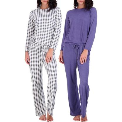 2 Pack Pajama And Long Sleeve Matching Tshirt Set - Secret Slim Wear