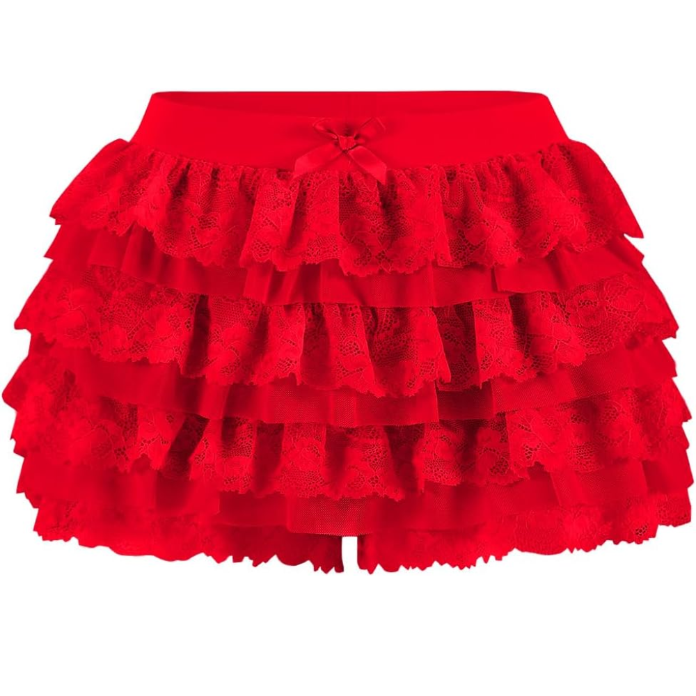 Lolita Inspired Ruffle Shorts With Lace Layered And Pumpkin Silhouette For Women