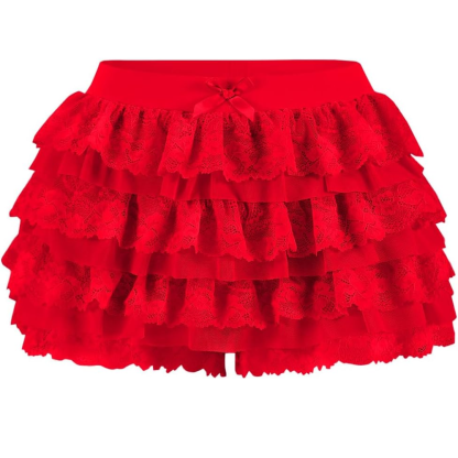 Lolita Inspired Ruffle Shorts With Lace Layered And Pumpkin Silhouette For Women