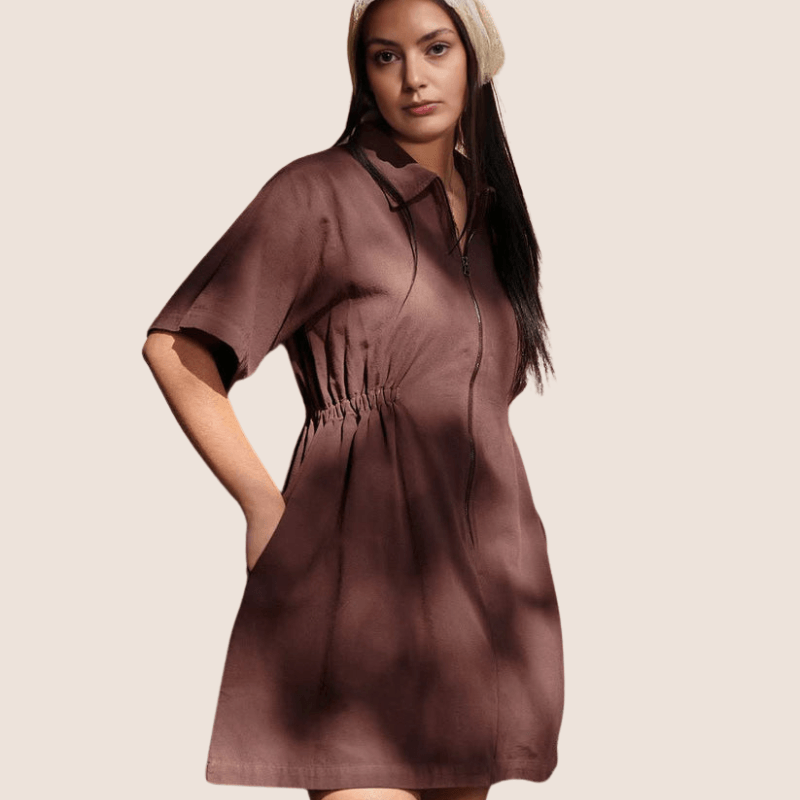 Utility Cinched Zip Dress – Stylish Comfort and Versatile Fit-Secret Slim Wear