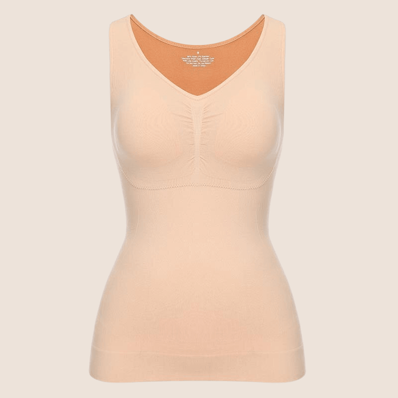 Camisole Sleeveless Wide Strap Top With Built-In Padded Bra-Secret Slim Wear