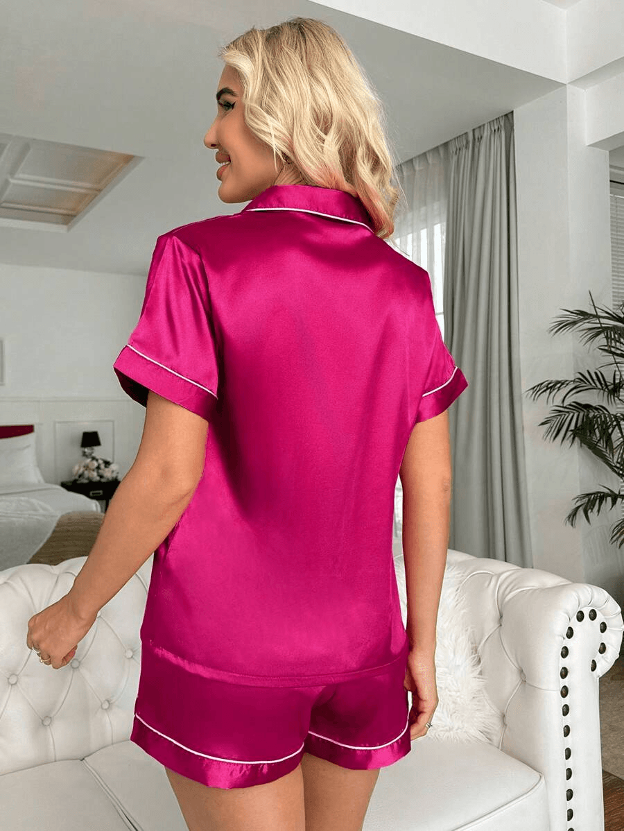 Button Front Pajama Set – Elegant and Comfortable Pajama Set-Secret Slim Wear