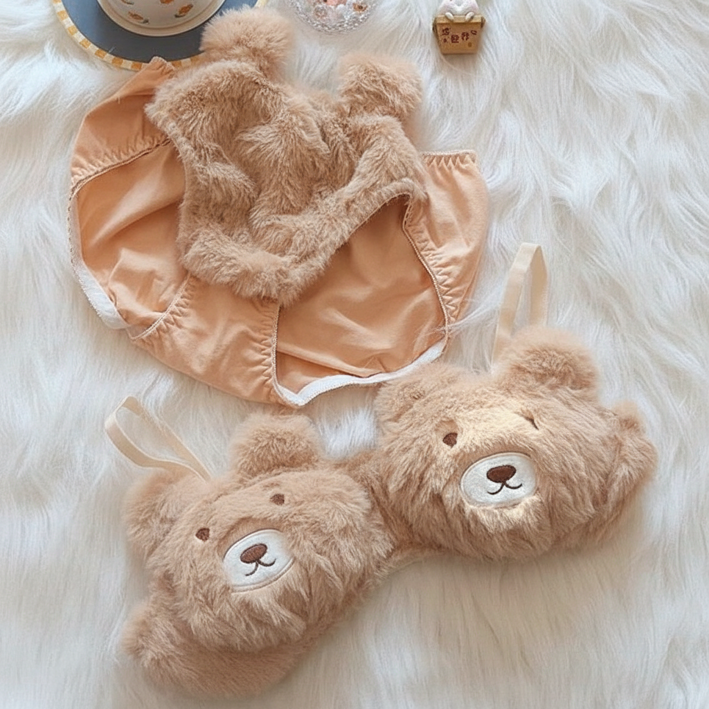 Teddy Bear Printed Bra And Panty Set