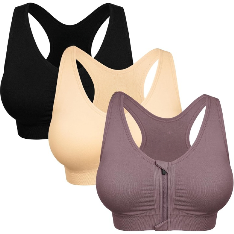 Wireless Sports Bra For Women With Zipper Front for Yoga And Movement
