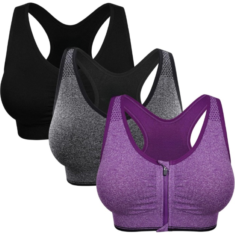 Wireless Sports Bra For Women With Zipper Front for Yoga And Movement