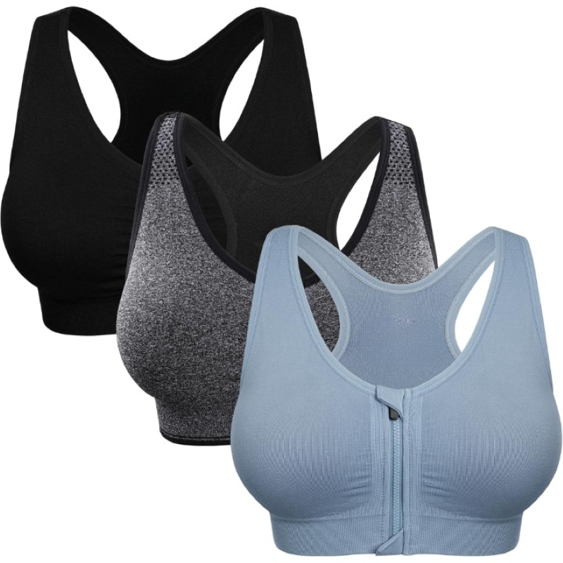 Wireless Sports Bra For Women With Zipper Front for Yoga And Movement