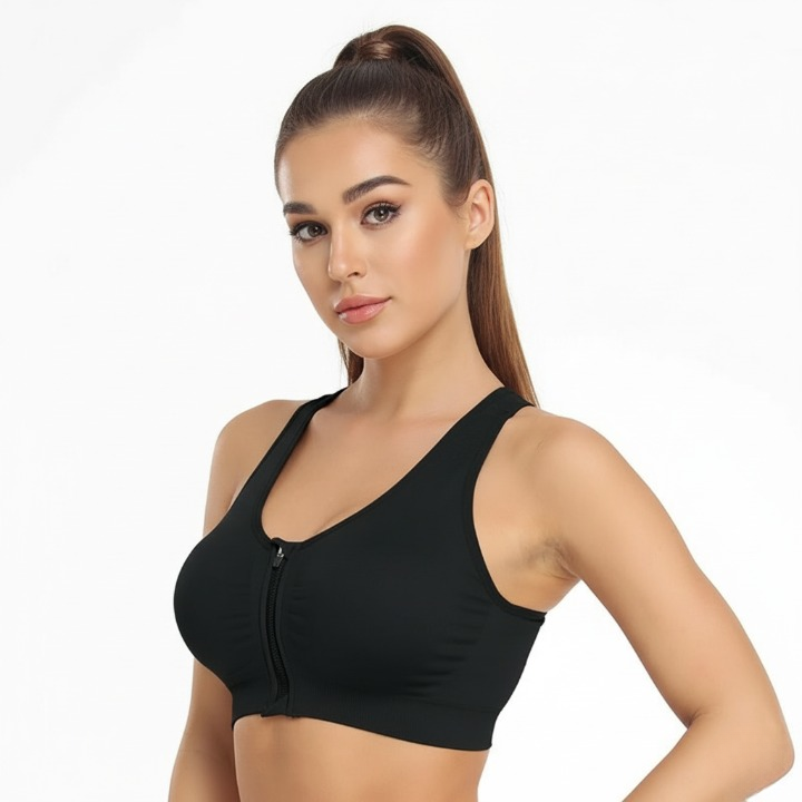 Wireless Sports Bra For Women With Zipper Front for Yoga And Movement