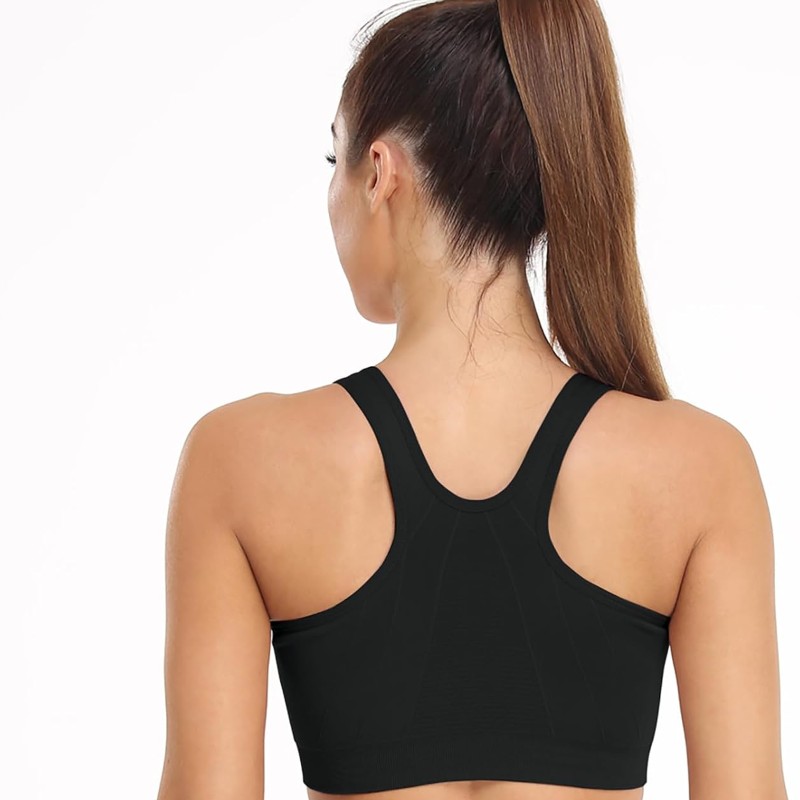 Wireless Sports Bra For Women With Zipper Front for Yoga And Movement