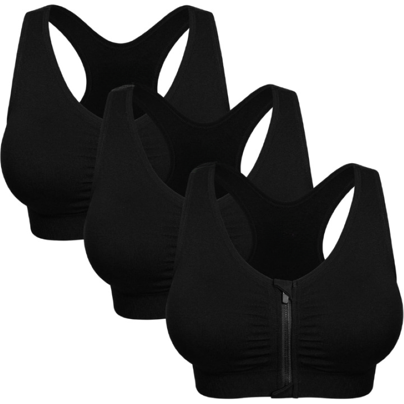 Wireless Sports Bra For Women With Zipper Front for Yoga And Movement