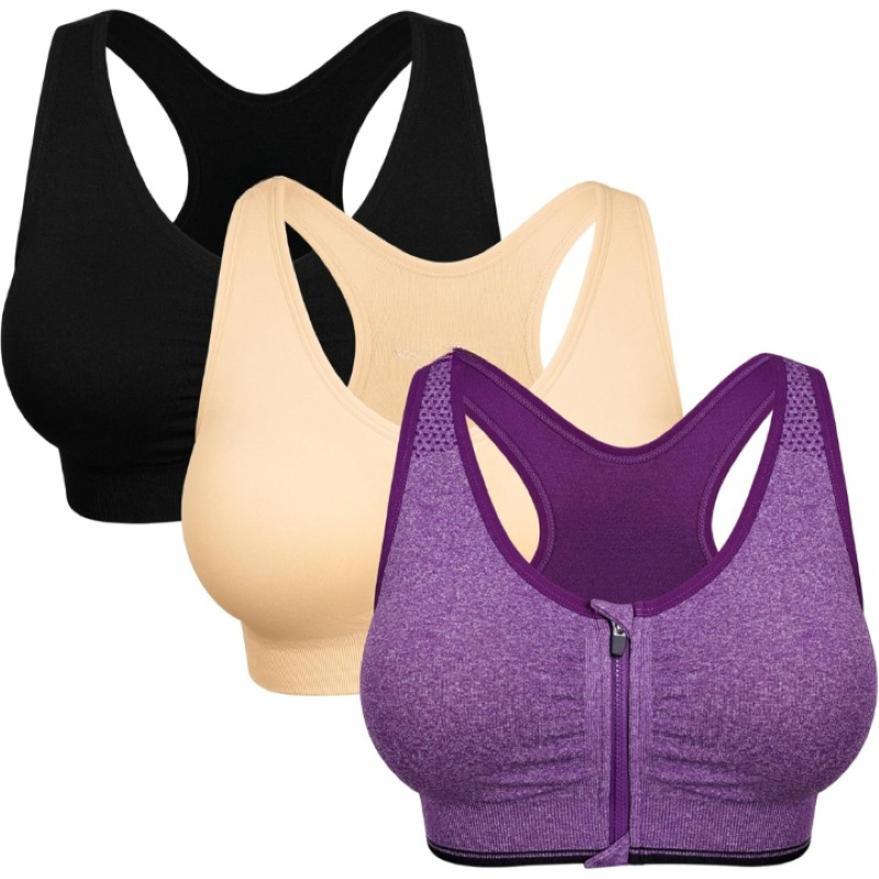 Wireless Sports Bra For Women With Zipper Front for Yoga And Movement
