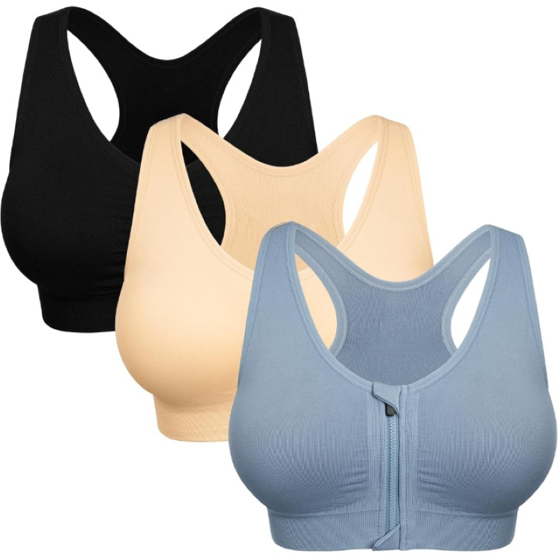 Wireless Sports Bra For Women With Zipper Front for Yoga And Movement