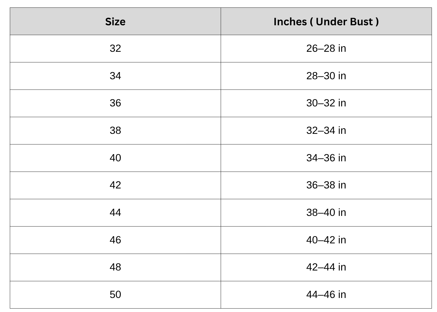 Size Chart