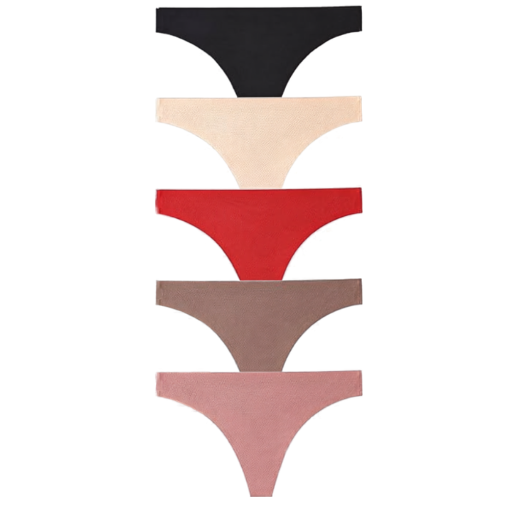 Pack Of 5 Seamless No Show Soft Thongs For Women