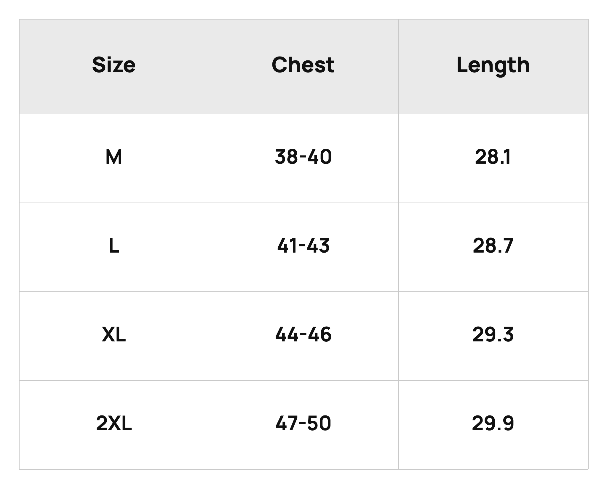 Size Chart