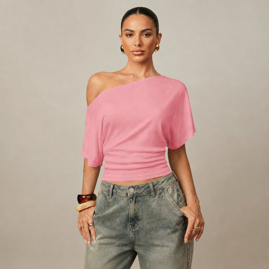 Asymmetrical Crop Sleeve Top For Women
