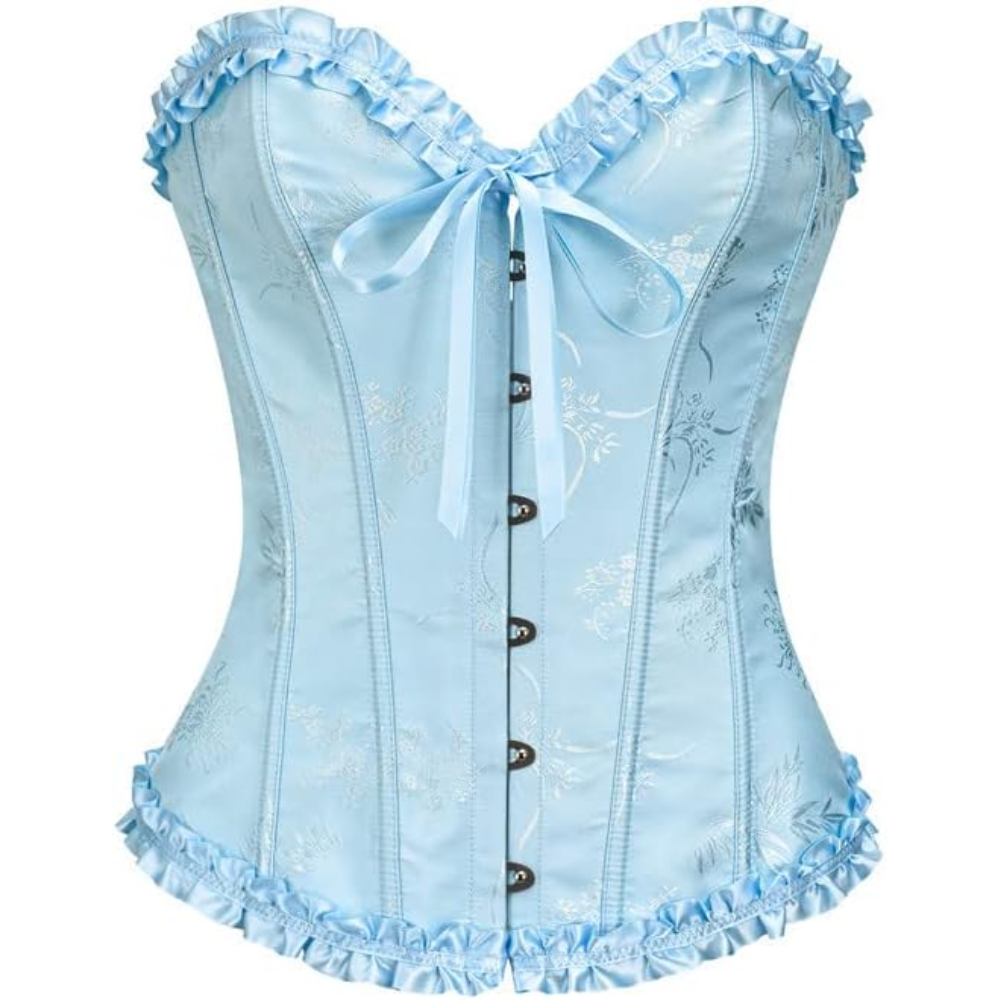 Floral Lace Up Push Up Overbust Corset Top for Women