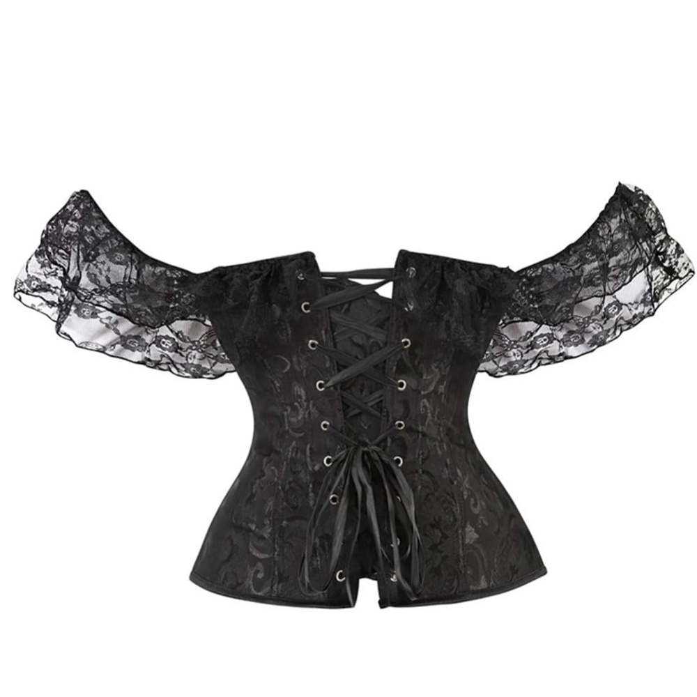 Lace Up Jacquard Underbust Corset for Women