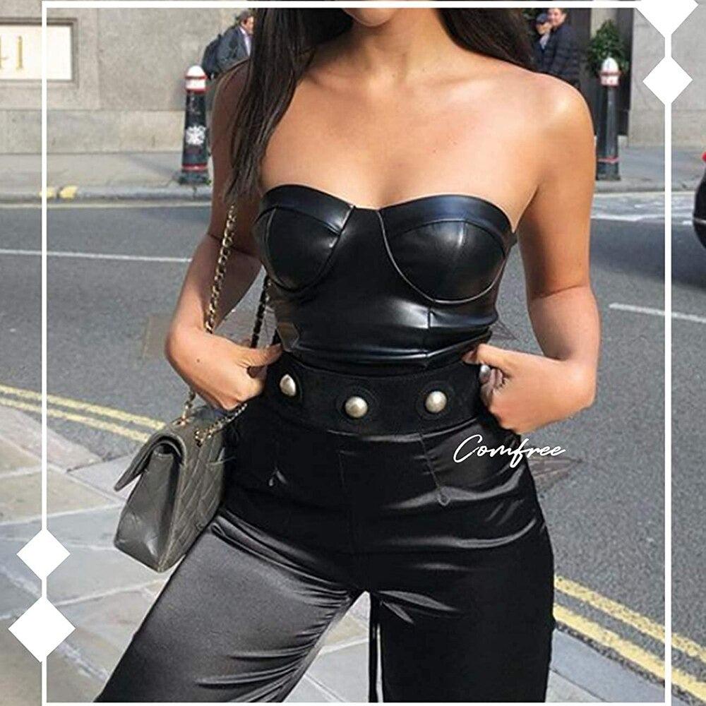 PU Leather Corset Top – Stylish and Comfortable Fit-Secret Slim Wear