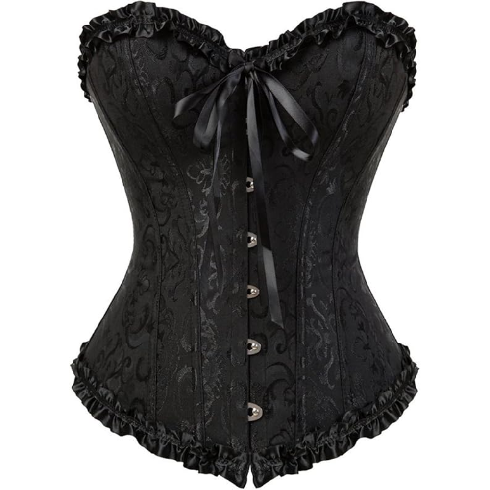 Satin Lace Up Overbust Corset Top for Women