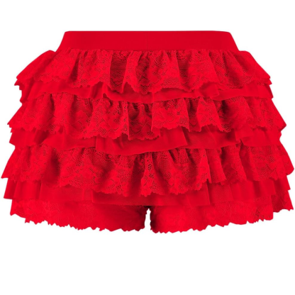 Lolita Inspired Ruffle Shorts with Lace Layered and Pumpkin Silhouette for Women