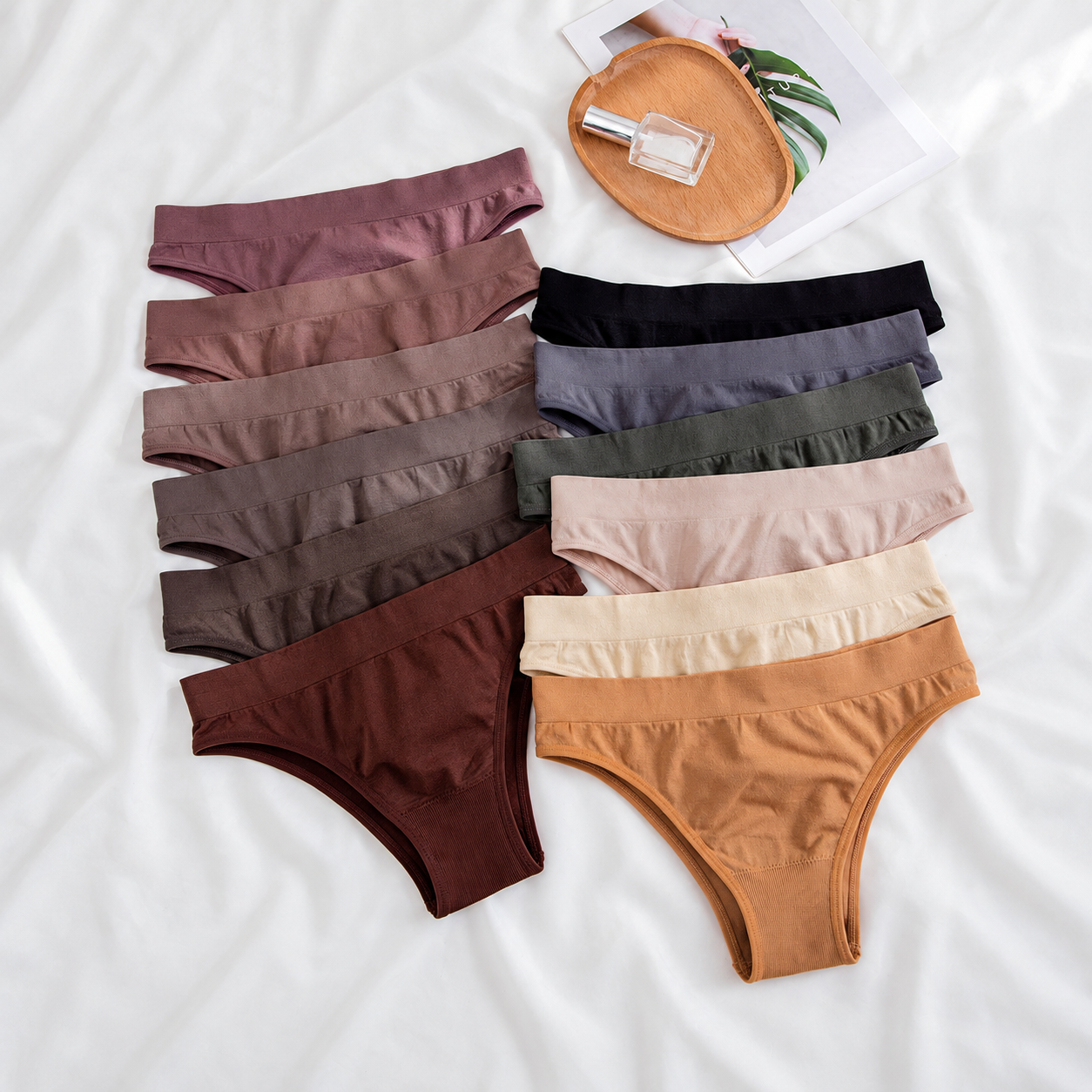 Pack Of 12 Seamless Knitted Thong Panties For Women