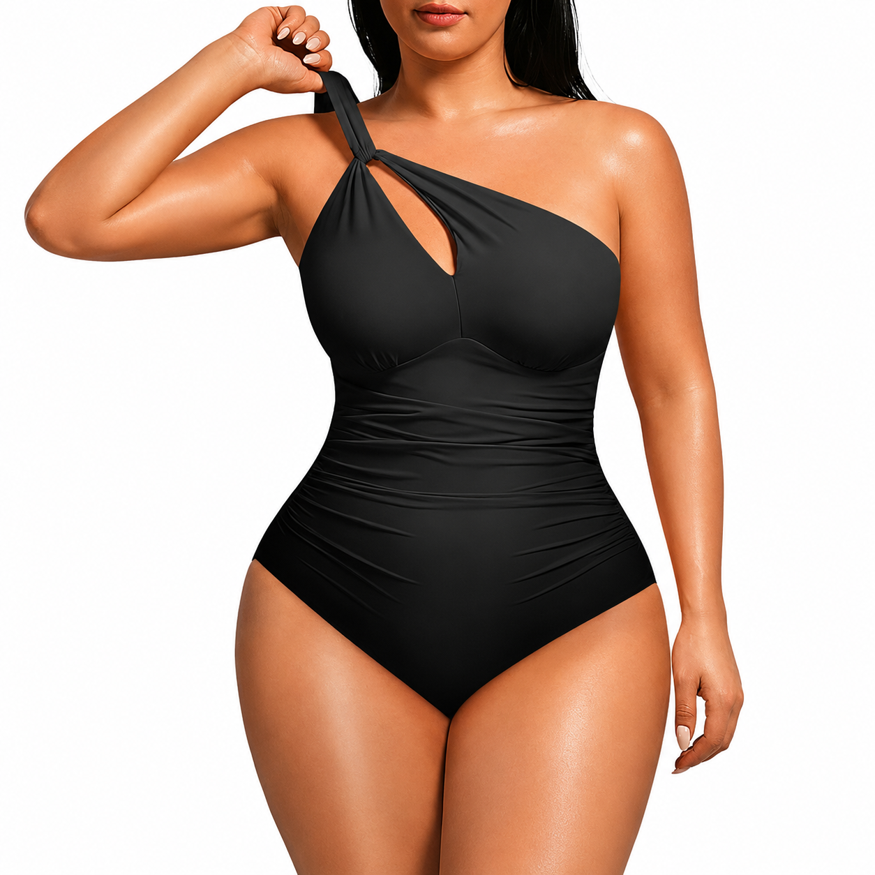 One Piece Swimsuit With Ruched Design For Women