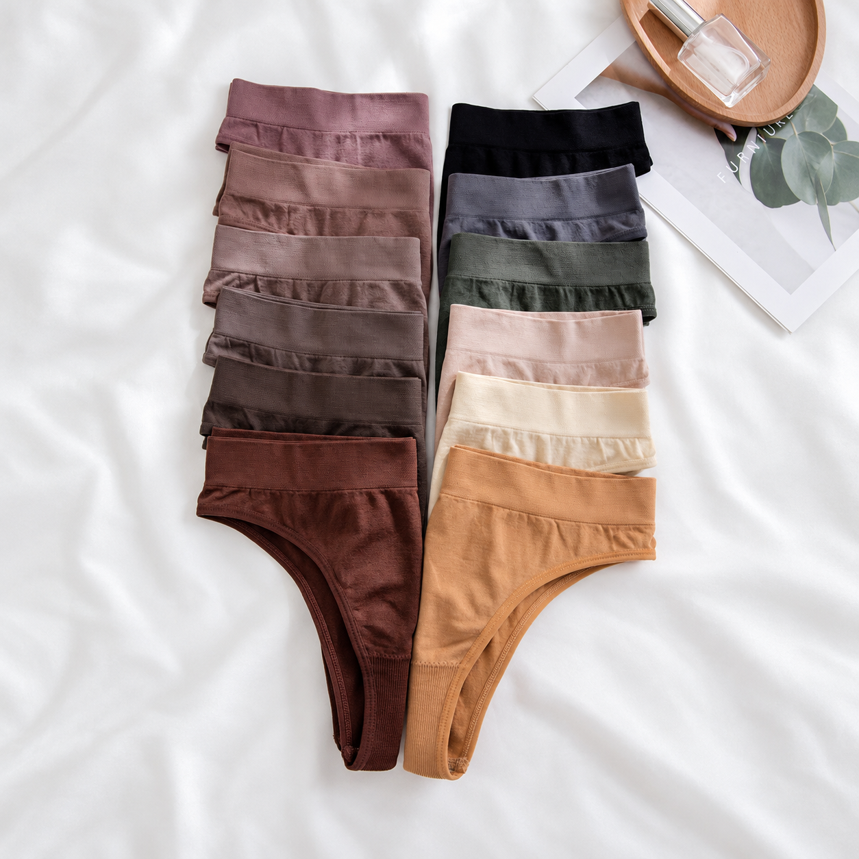 Pack Of 12 Seamless Knitted Thong Panties For Women