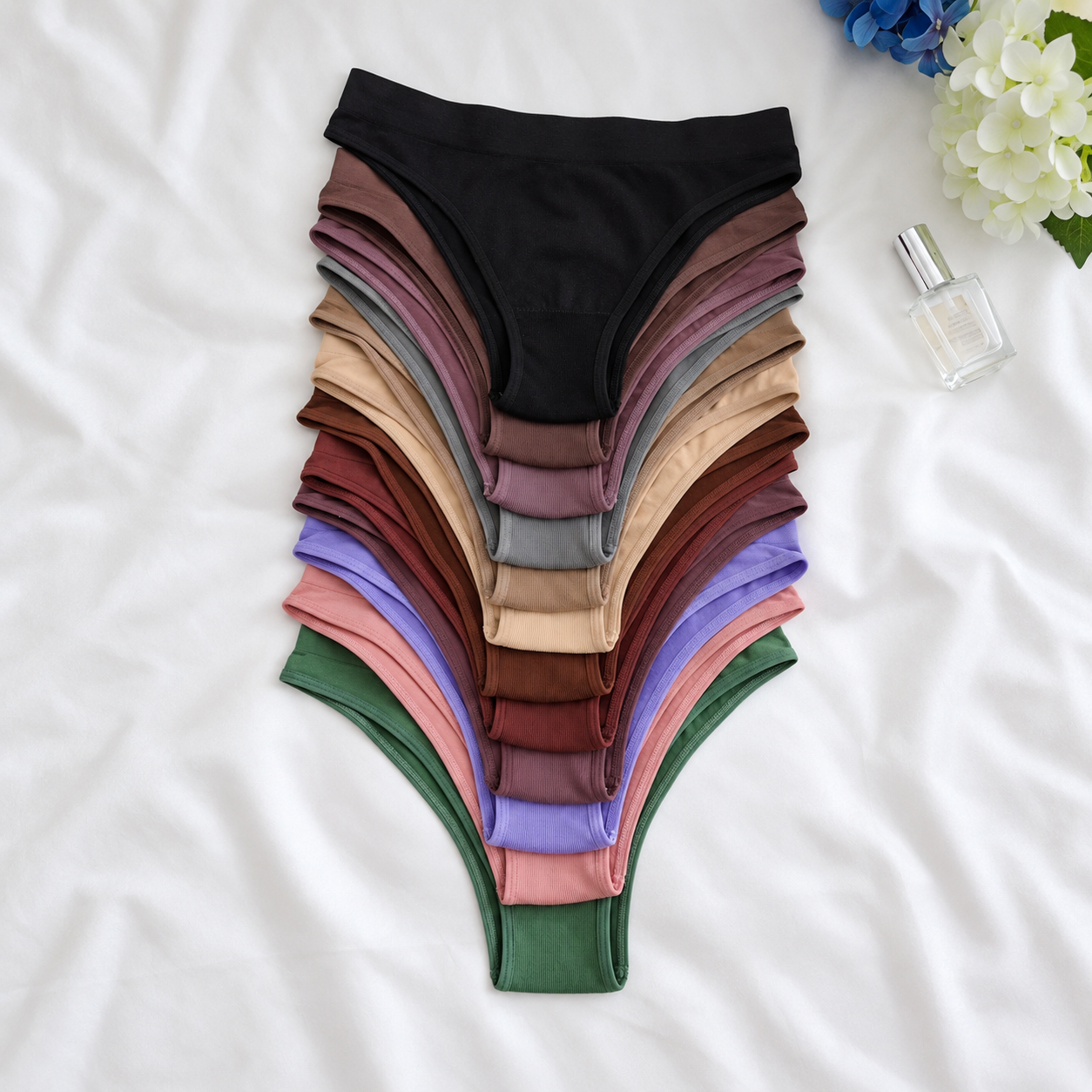 Pack Of 12 Seamless Knitted Thong Panties For Women