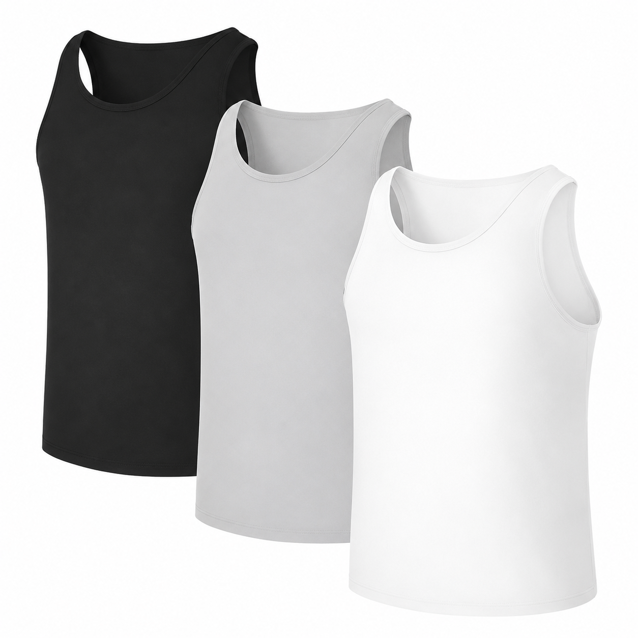 Pack Of 3 Plain Sleeveless And Stretchy Undershirts For Men