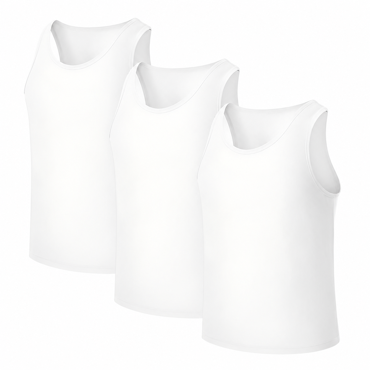 Pack Of 3 Plain Sleeveless And Stretchy Undershirts For Men