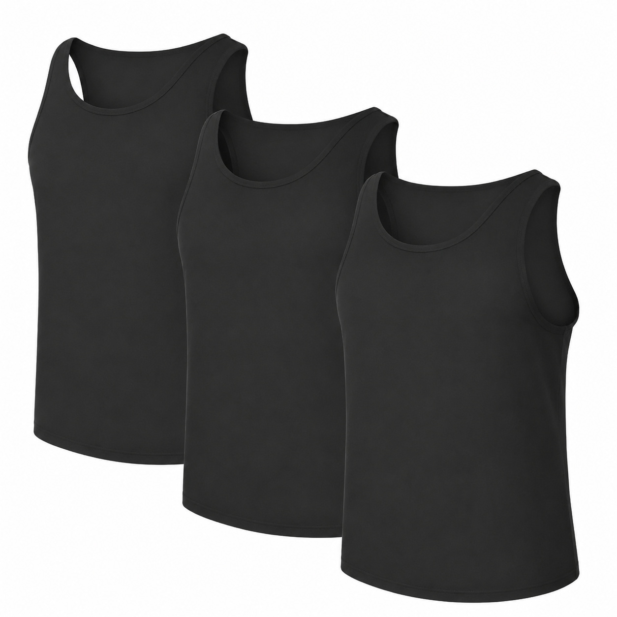 Pack Of 3 Plain Sleeveless And Stretchy Undershirts For Men