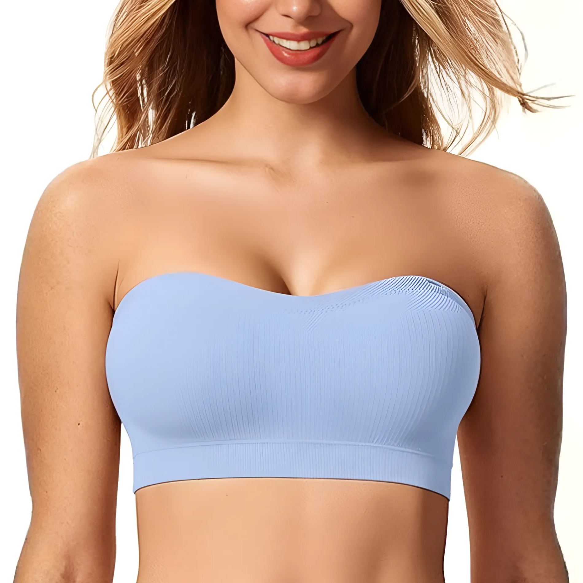 Strapless Non Slip Wireless Push Up Bandeau Bra For Women