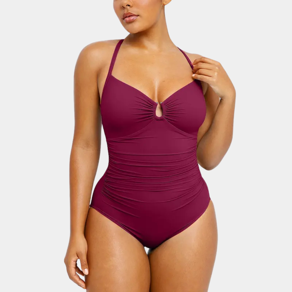 U Ring Cut Out Slim Fit One Piece Swimsuit For Women