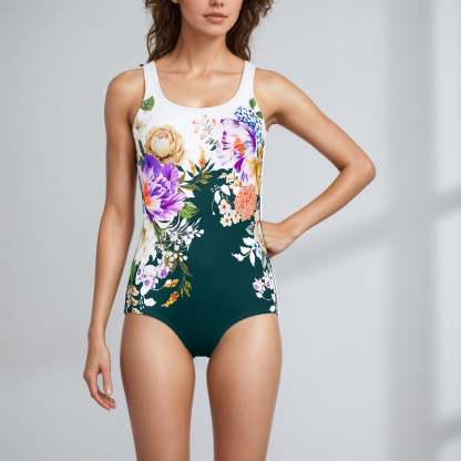 Women's Tugless Low Leg One Piece Swimsuit-Secret Slim Wear