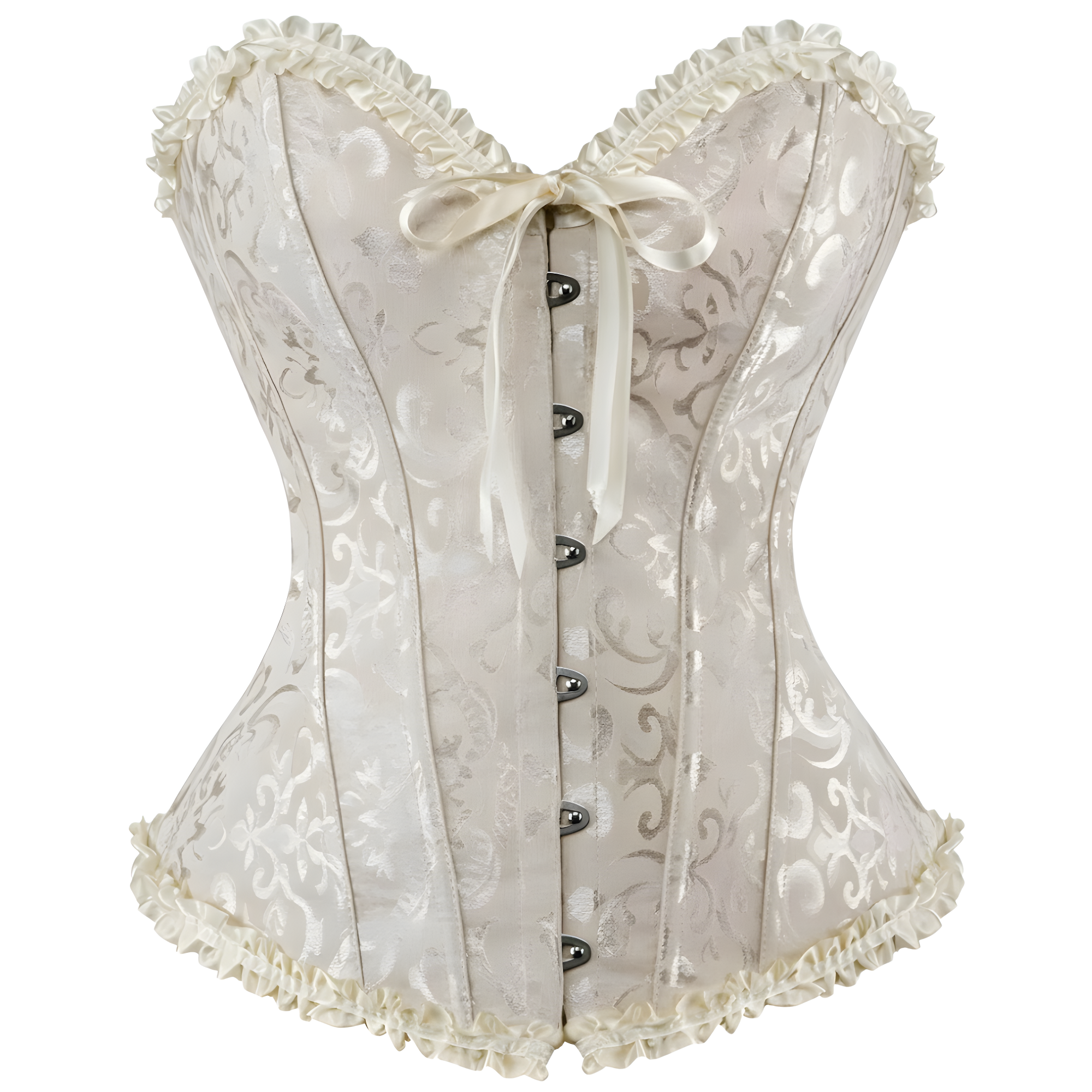 Satin Floral Lace Up Overbust Corset For Women