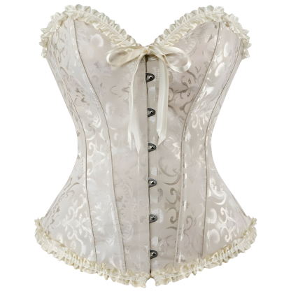 Satin Floral Lace Up Overbust Corset For Women