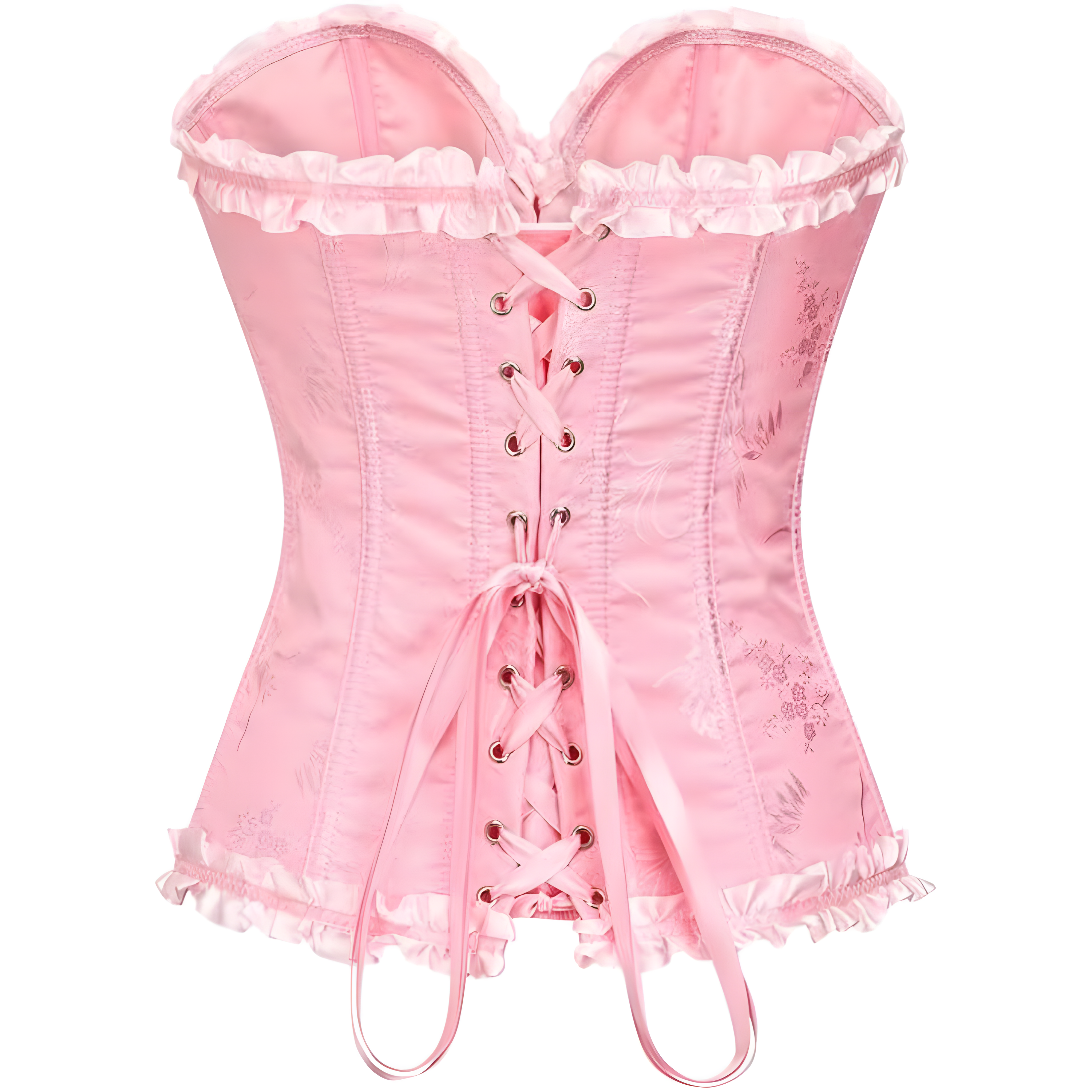 Floral Lace Up Push Up Overbust Corset Top For Women