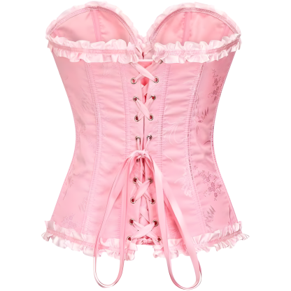 Floral Lace Up Push Up Overbust Corset Top For Women
