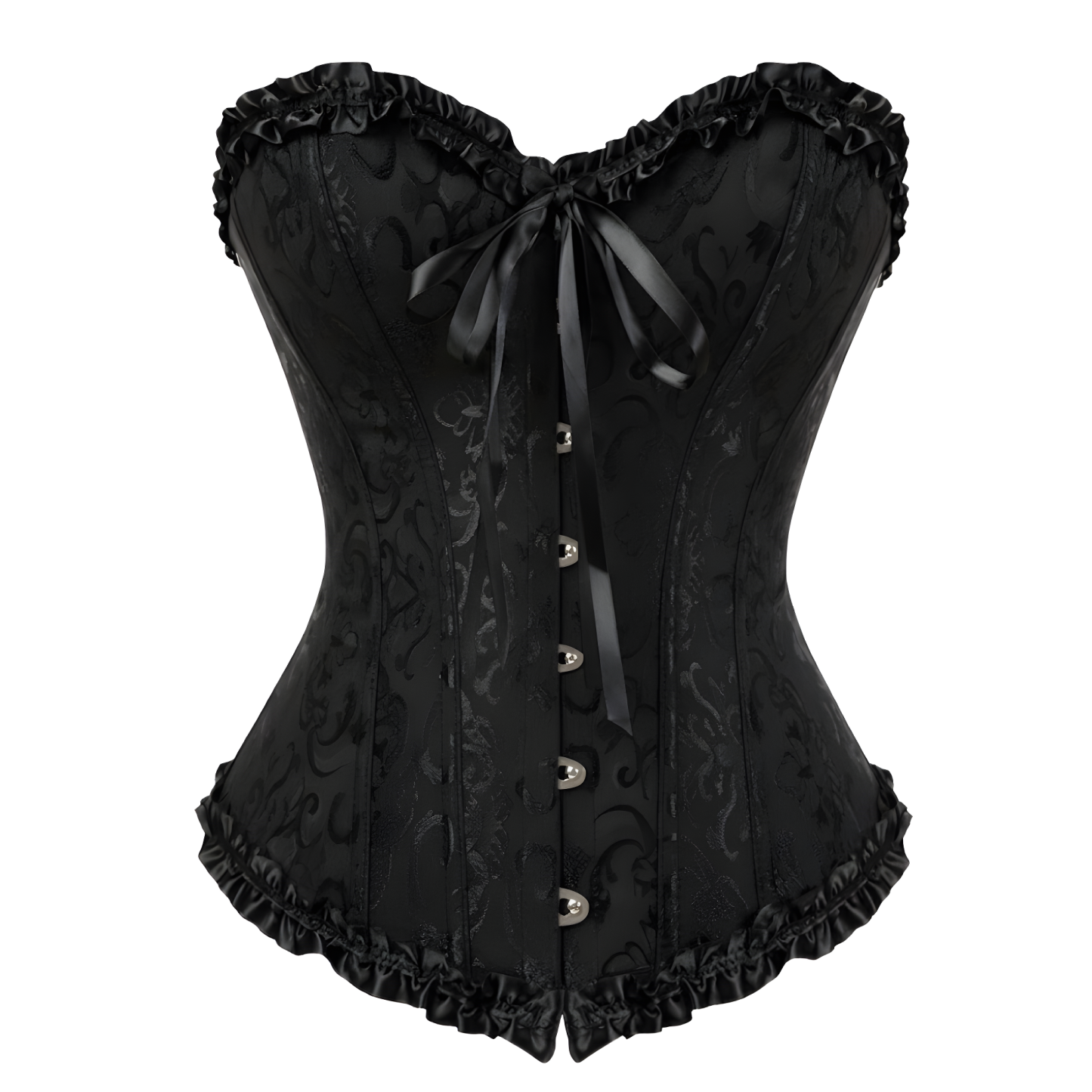 Satin Floral Lace Up Overbust Corset For Women