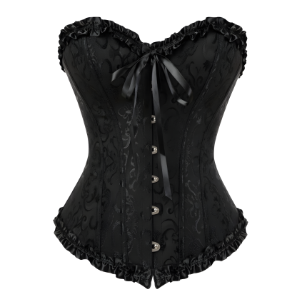 Satin Floral Lace Up Overbust Corset For Women