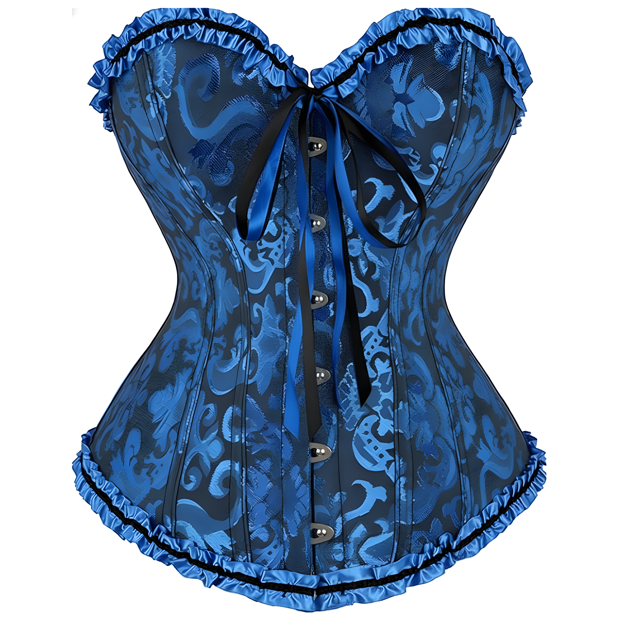 Satin Floral Lace Up Overbust Corset For Women