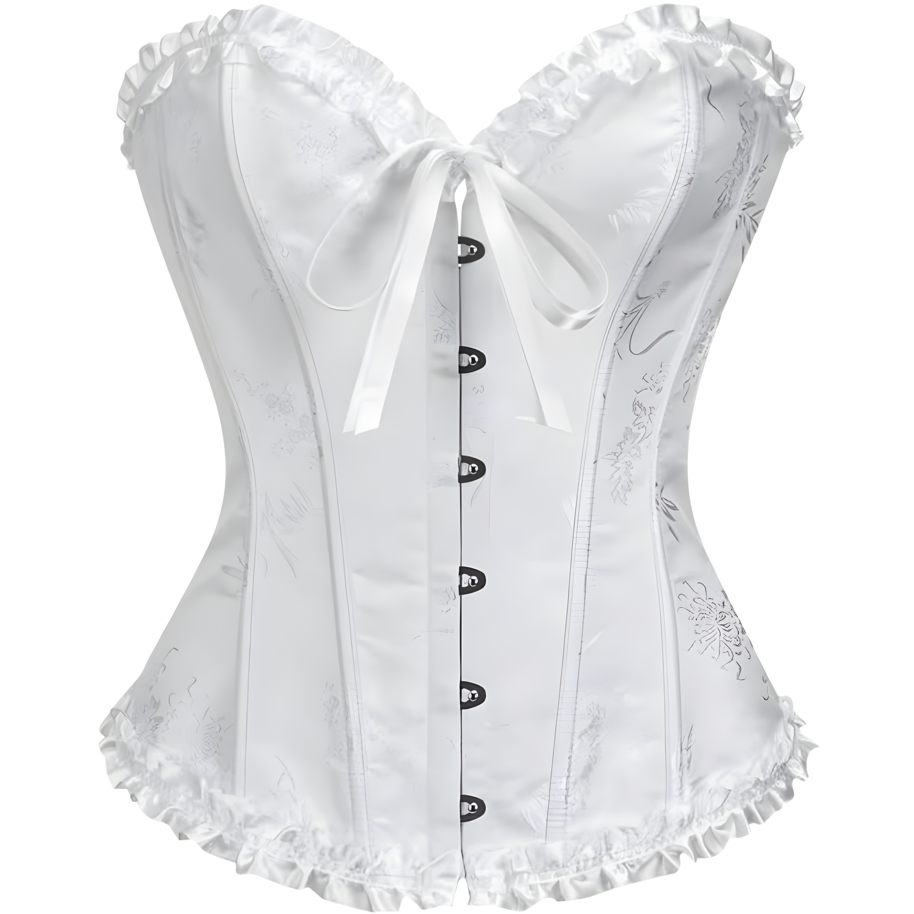 Floral Lace Up Push Up Overbust Corset Top For Women