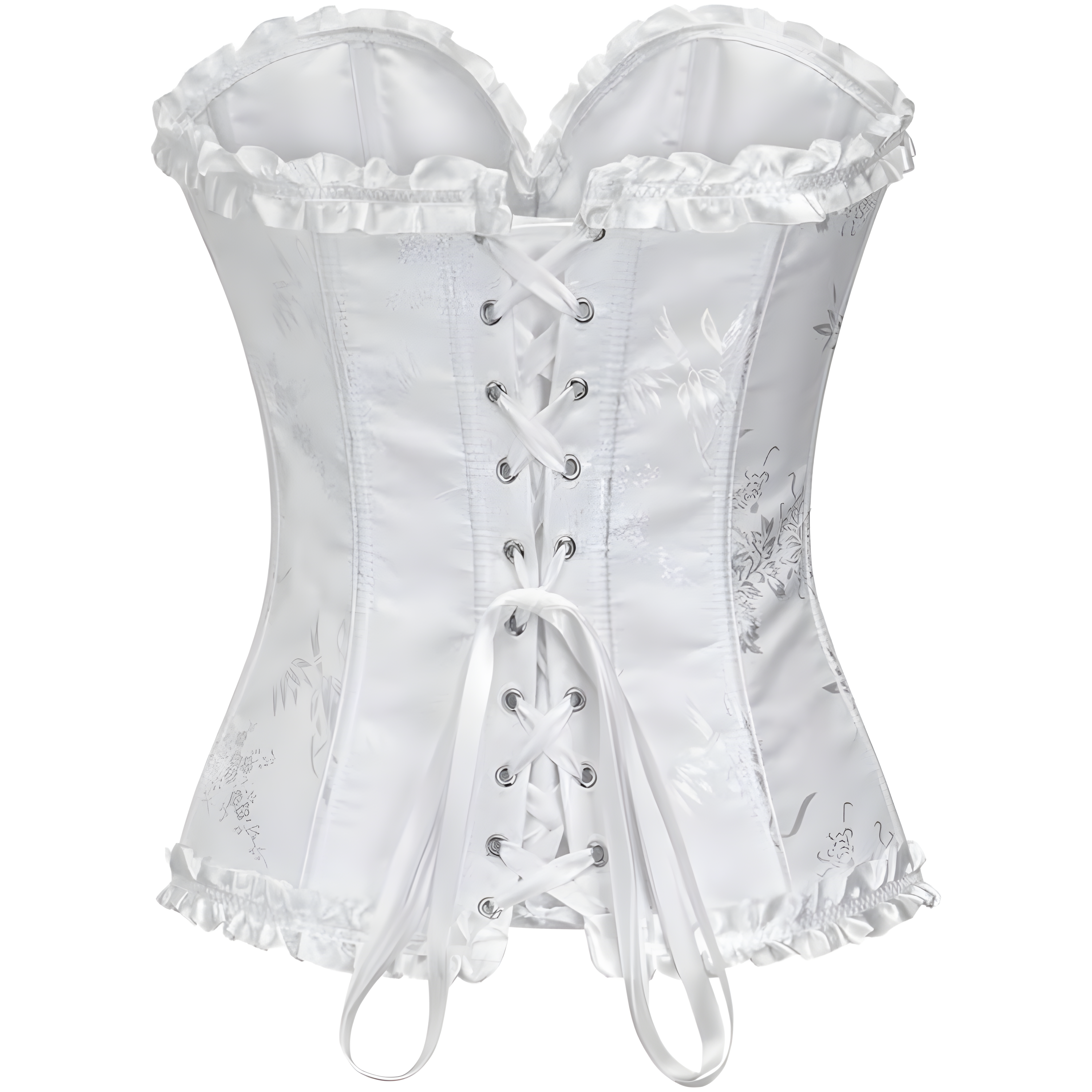 Floral Lace Up Push Up Overbust Corset Top For Women
