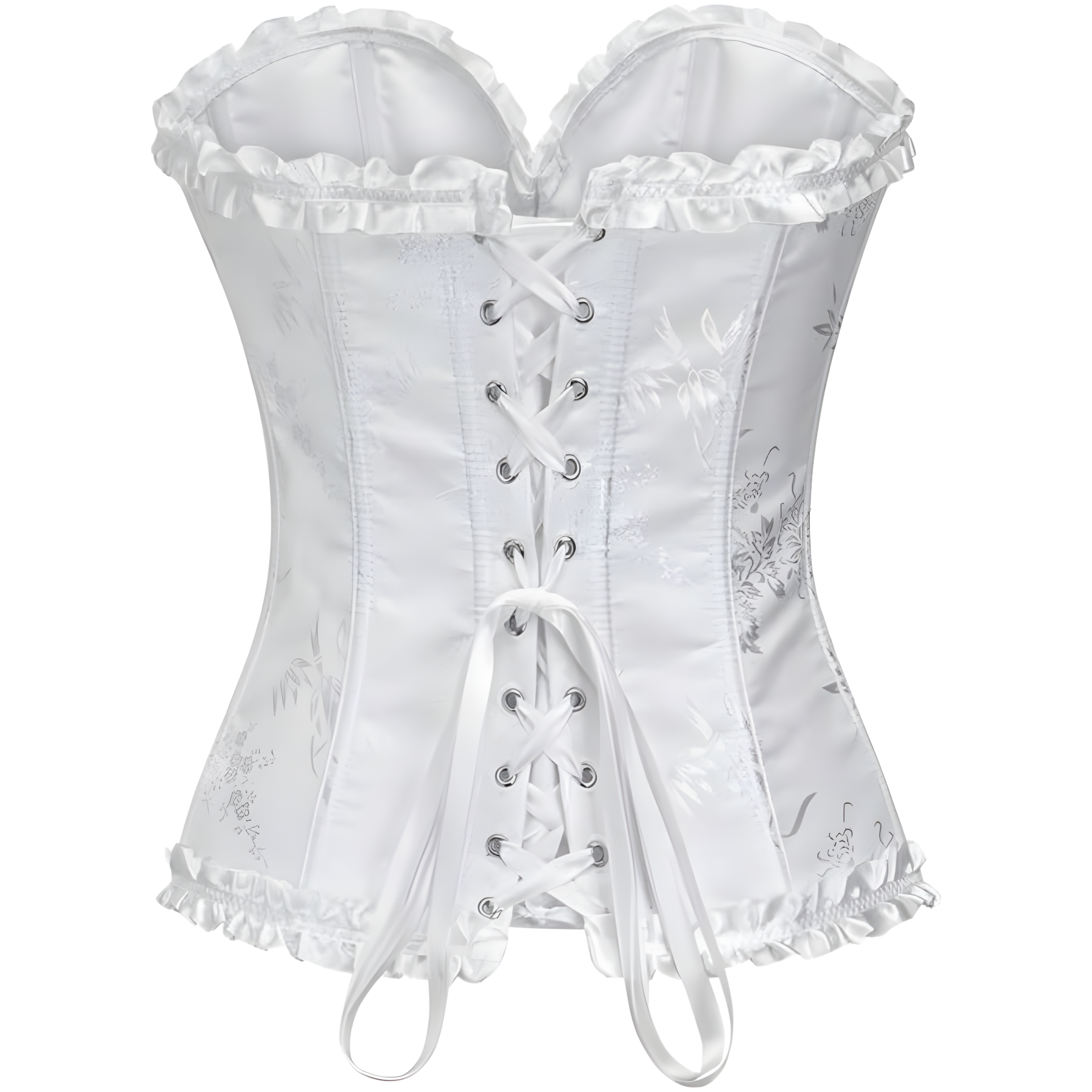 Floral Lace Up Push Up Overbust Corset Top For Women