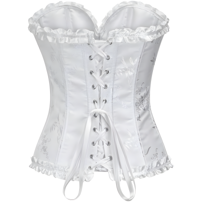 Floral Lace Up Push Up Overbust Corset Top For Women