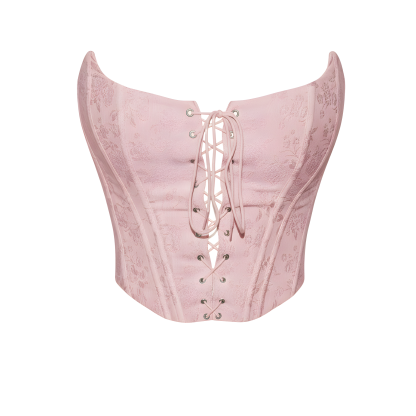 Lace Up Strapless Corset Top For Women