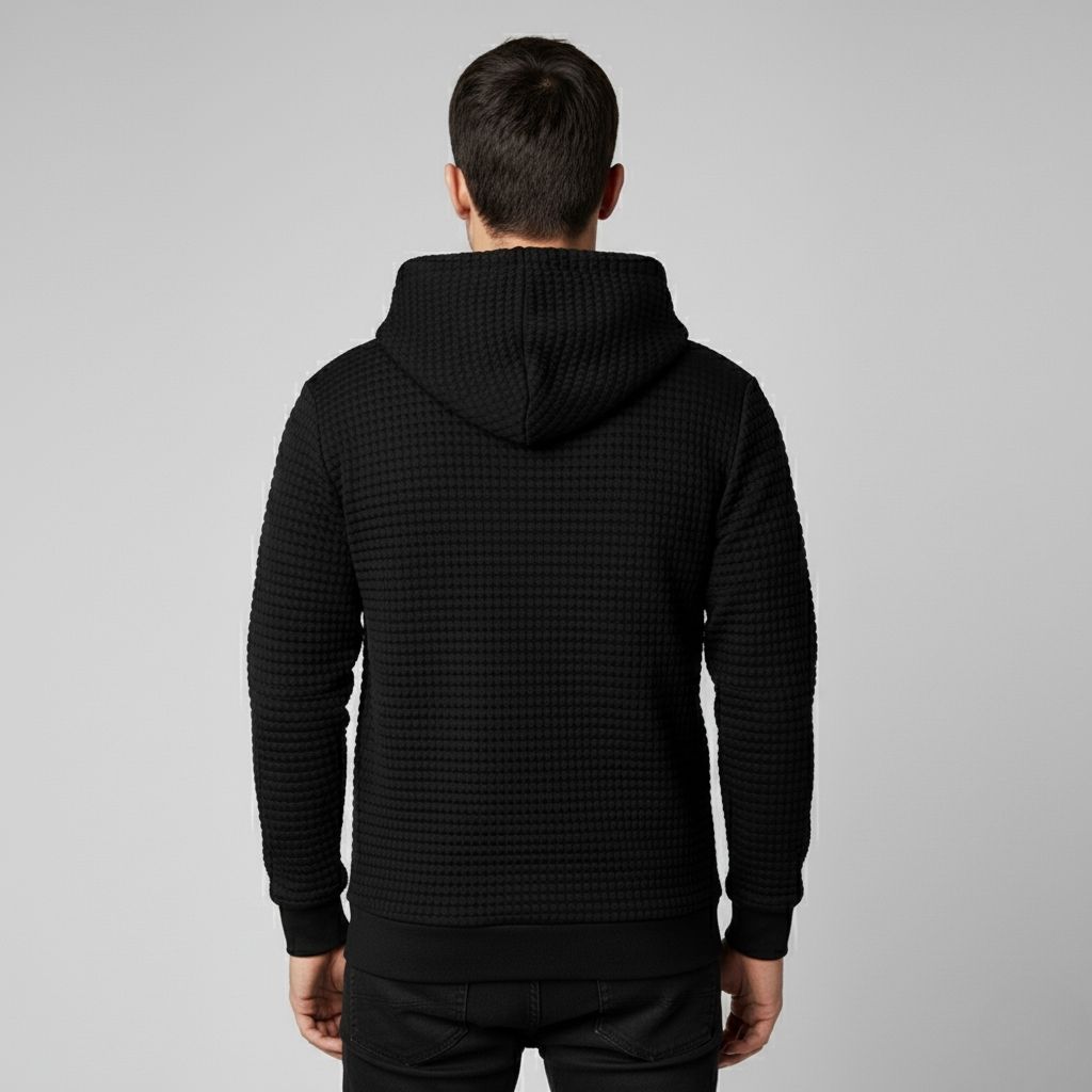  Long Sleeve Pullover Patchwork Plaid Jacquard Hoodie
