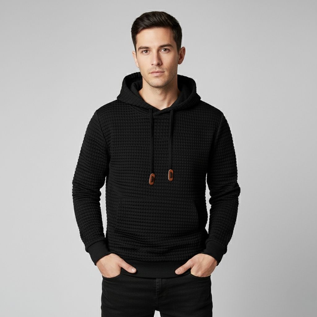  Long Sleeve Pullover Patchwork Plaid Jacquard Hoodie